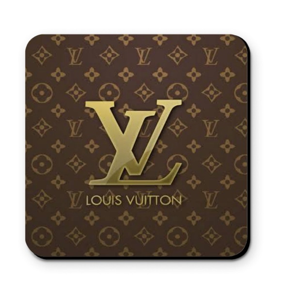 Louis Vuitton Other - Louis Vuitton LV Logo Brown Gold Fashion Coaster Set - Set of 4 Glossy Coasters